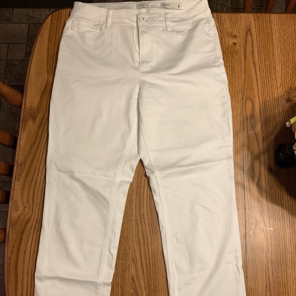 NEW J.Jill $89 WHITE cuffed cropped jeans 8 Tall